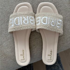 Lulu's Tan Bride Slide Sandals